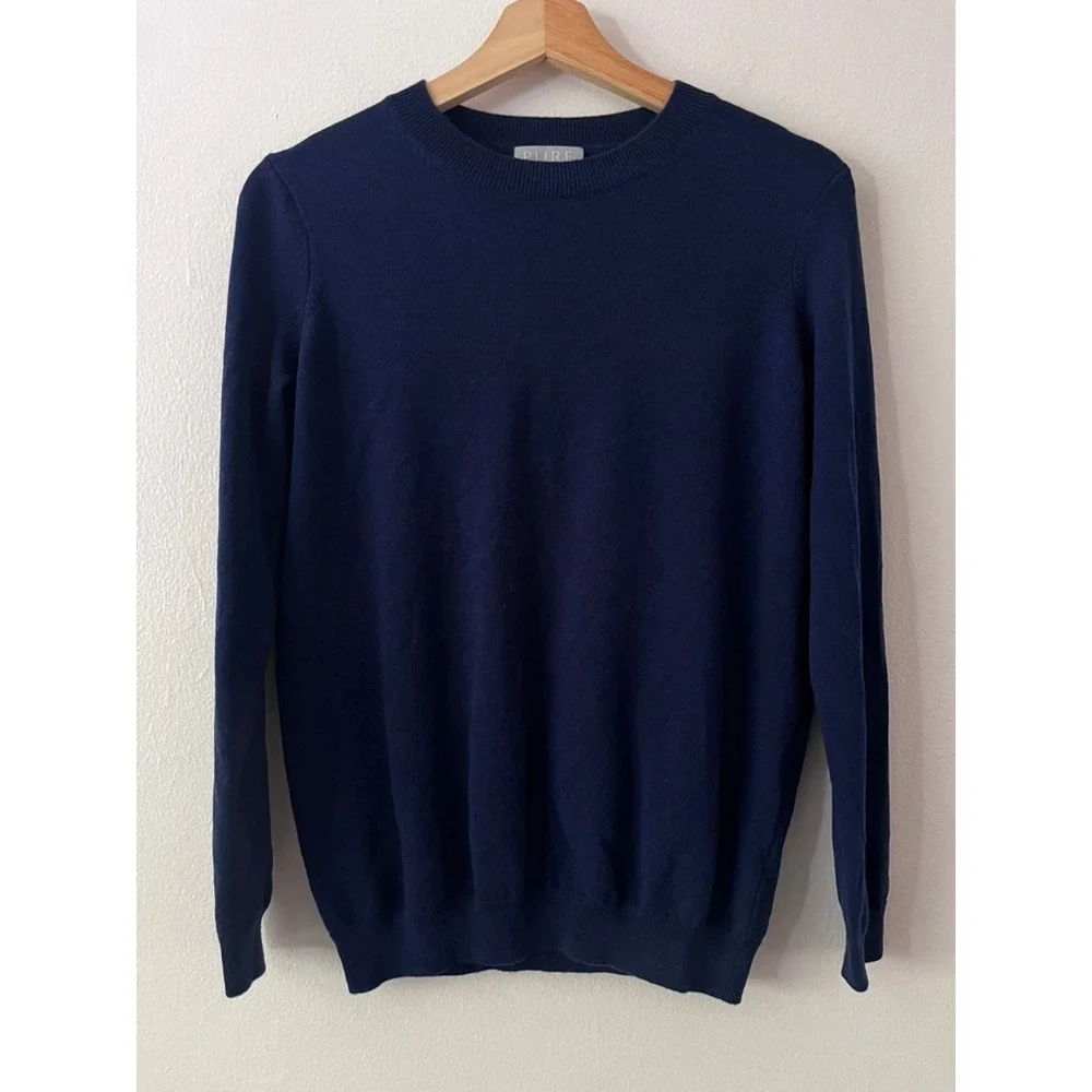 Pure Collection Cashmere Crew Neck Sweater in Navy size 4